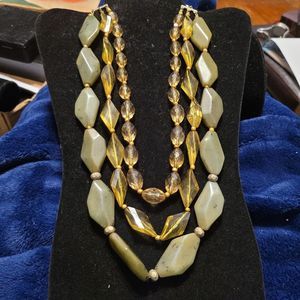 VTG Acrylic Retro Green 3 Strand Necklace